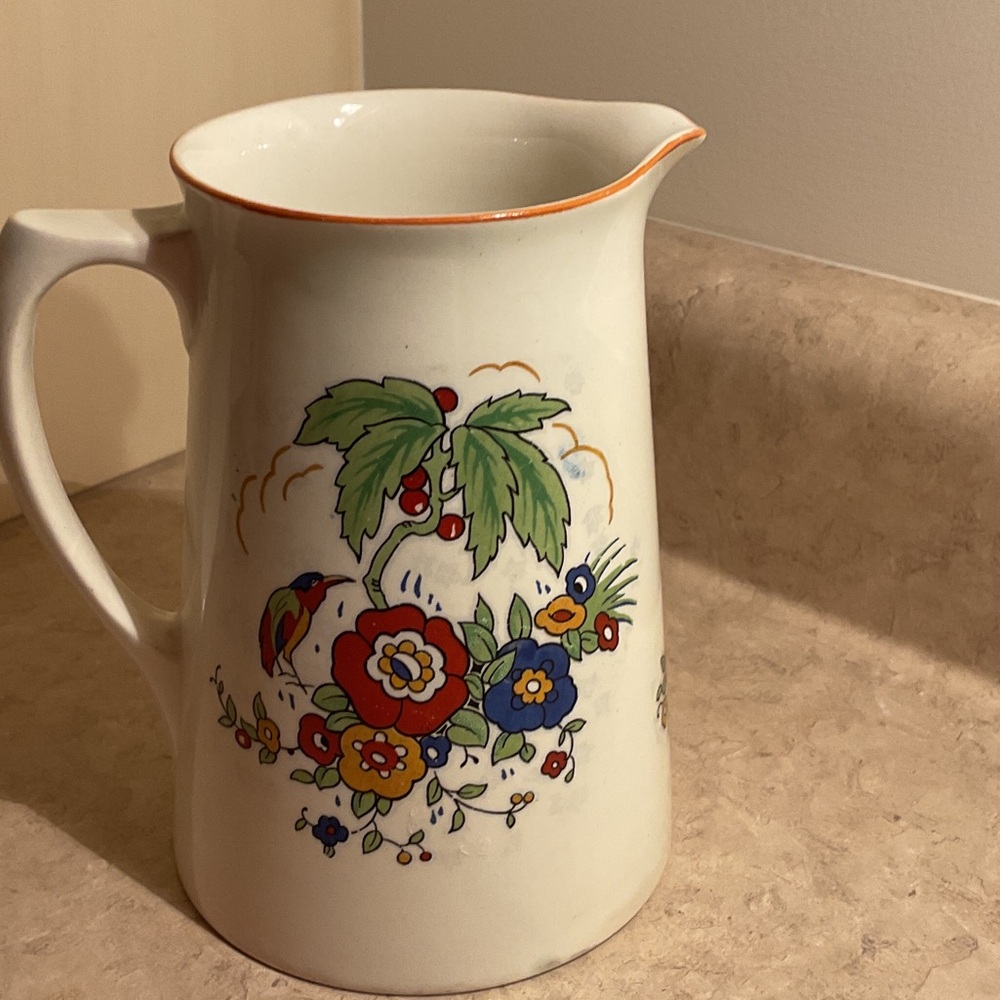 Crown Ducal Floral Ceramic Pitcher with Colorful Design